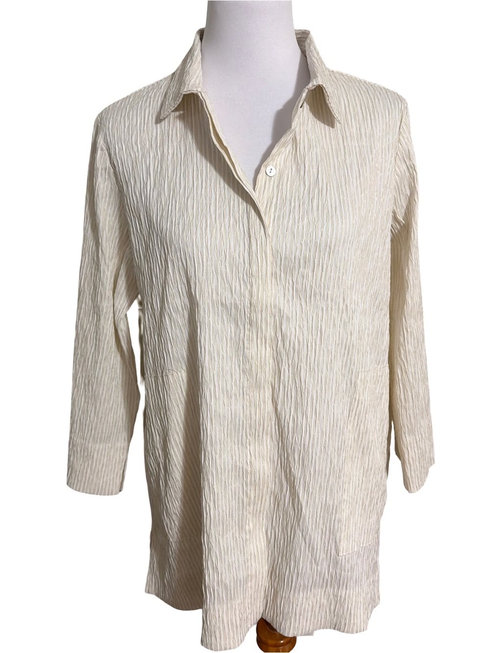 MarlaWynne Cream Textured Button-Down Shirt